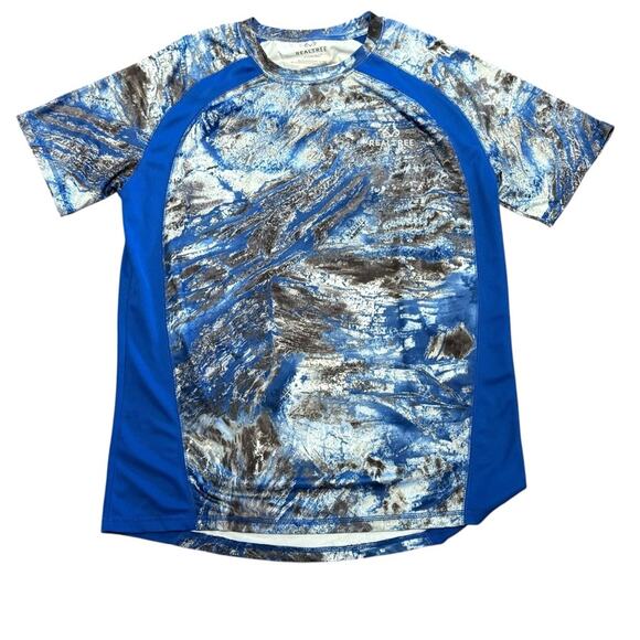 RealTree Fishing  Men’s Large Blue and White Graphic Short Sleeve T-Shirt - Picture 1 of 6
